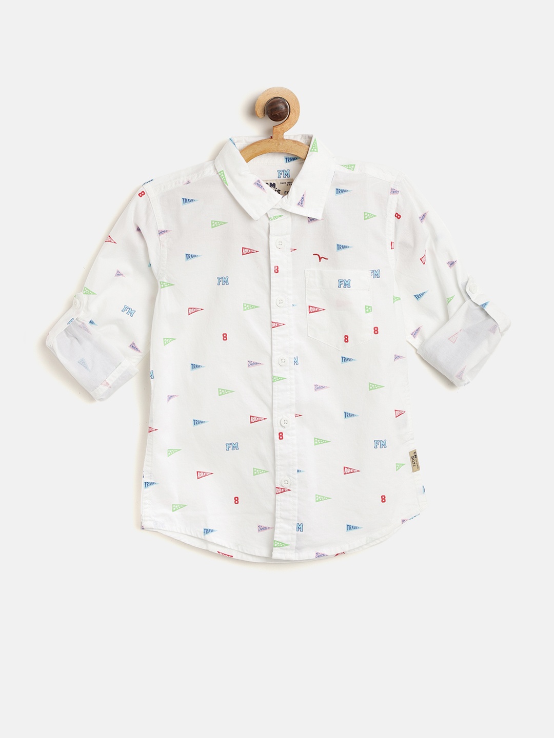 

Flying Machine Boys White & Red Regular Fit Printed Casual Shirt