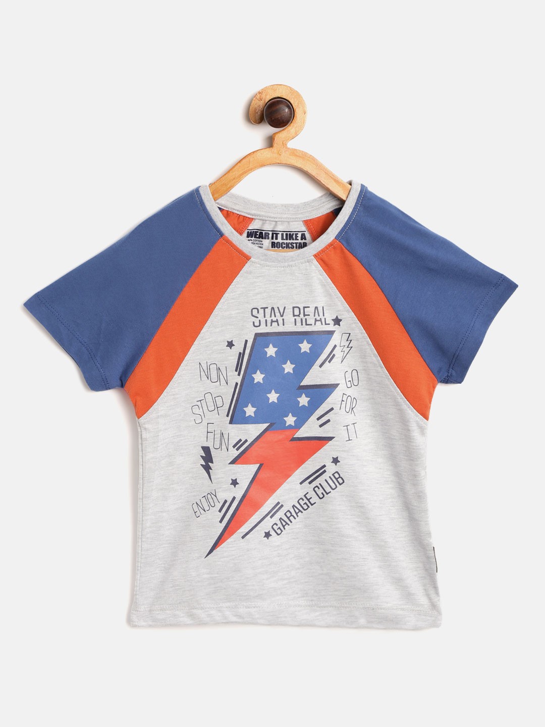 

Flying Machine Boys Grey Printed Round Neck T-shirt
