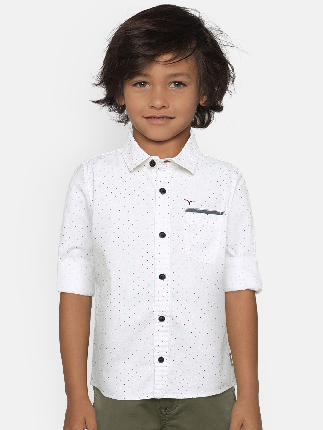 

Flying Machine Boys White Regular Fit Printed Casual Shirt
