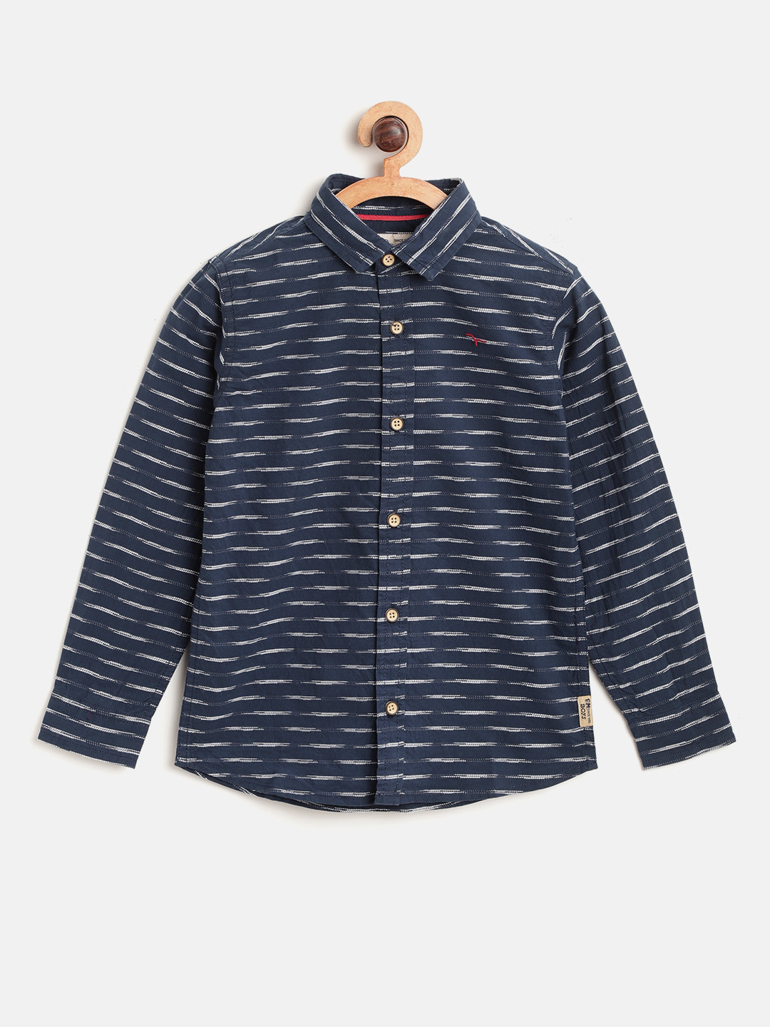 

Flying Machine Boys Navy Blue & Off-White Regular Fit Striped Casual Shirt