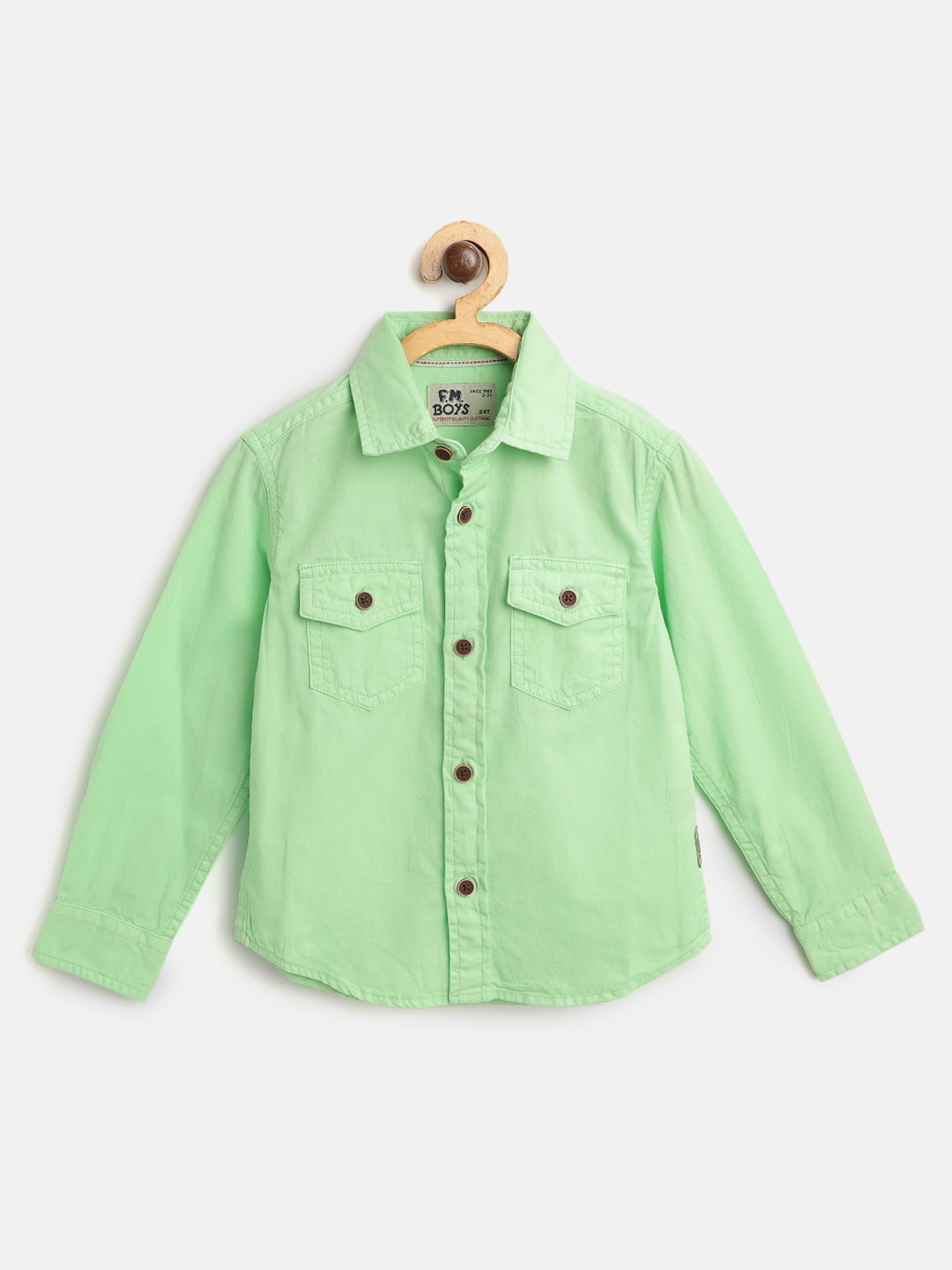 

Flying Machine Boys Green Regular Fit Solid Casual Shirt