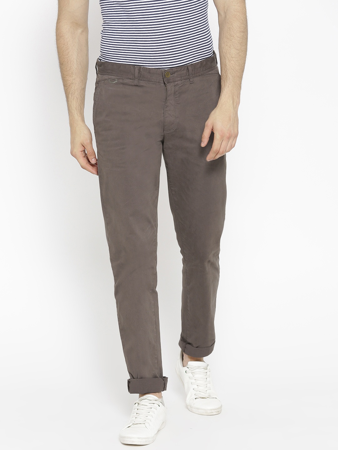 

Blackberrys Men Taupe Roger Slim Fit Solid Chinos