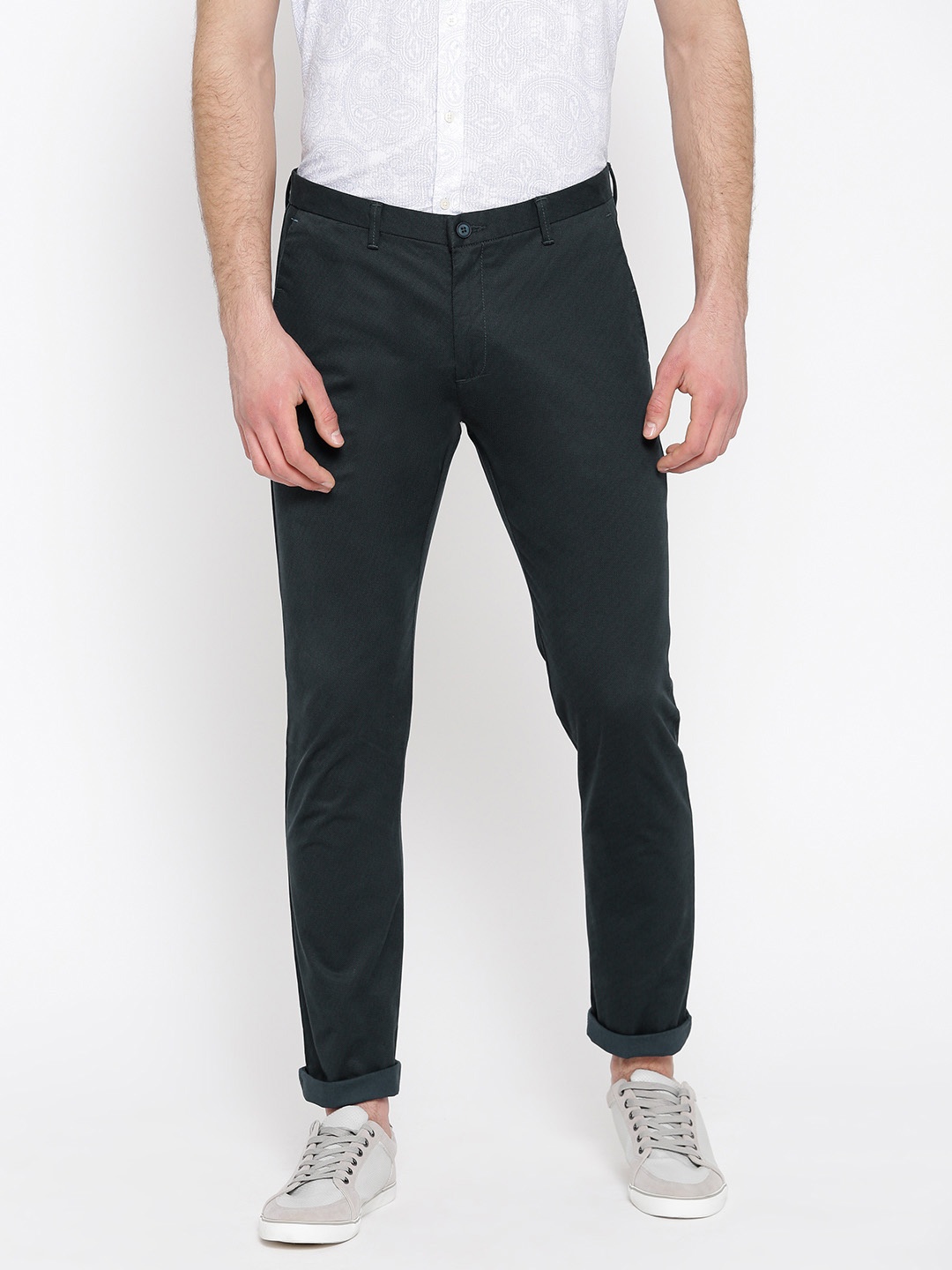 

Blackberrys Men Navy Blue Rafa Slim Fit Printed Regular Trousers