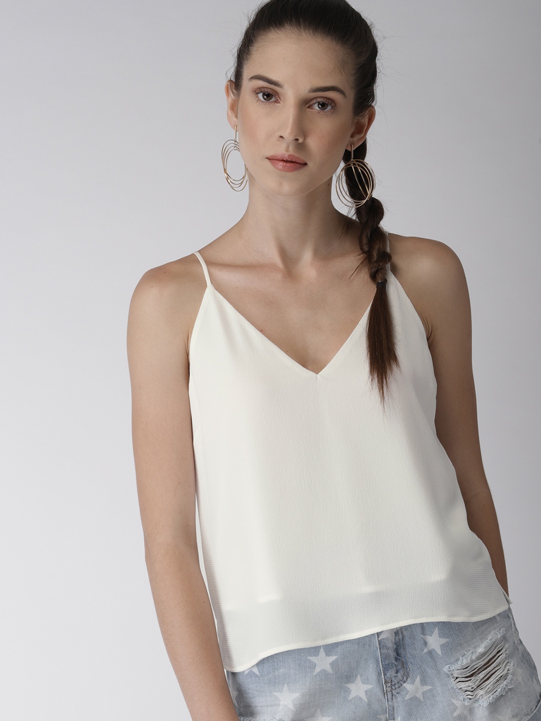 

FOREVER 21 Women Off-White Solid Top