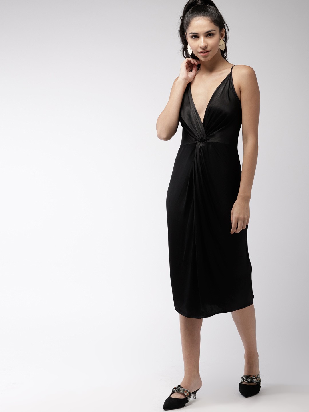 

FOREVER 21 Women Black Solid Sheath Dress
