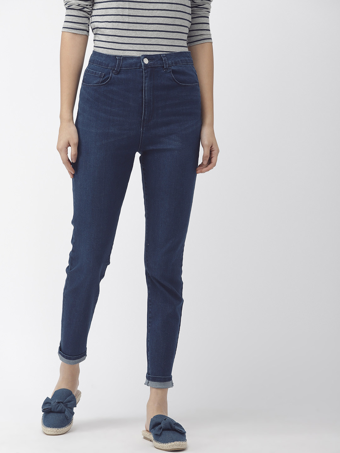 

FOREVER 21 Women Blue Skinny Fit High-Rise Clean Look Stretchable Jeans