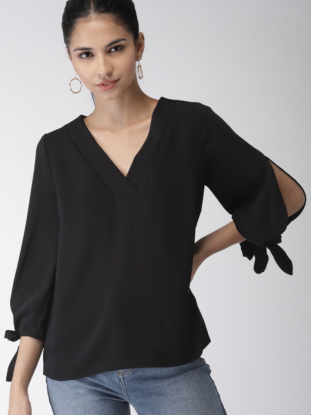 

FOREVER 21 Women Black Solid Top