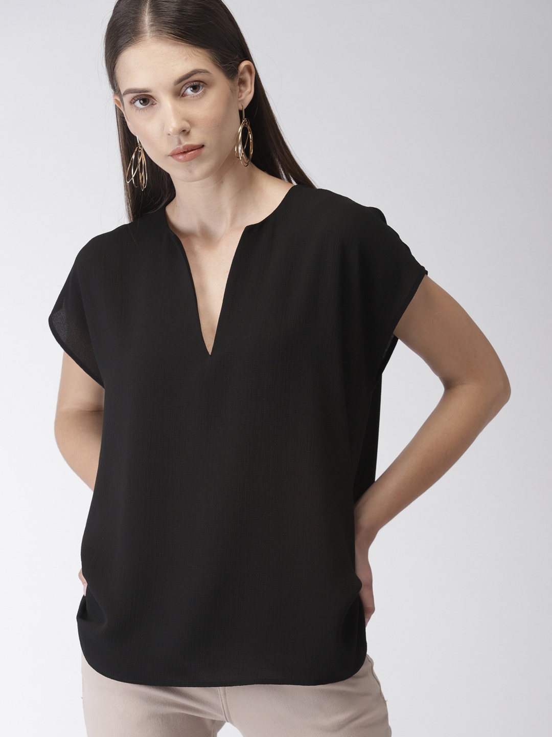 

FOREVER 21 Women Black Solid Top