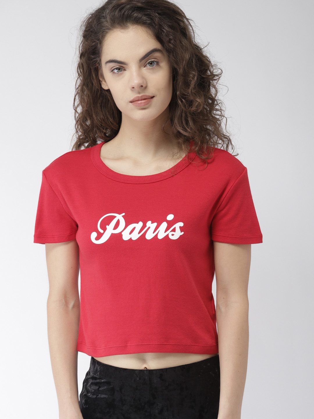 

FOREVER 21 Women Red Printed Round Neck T-shirt