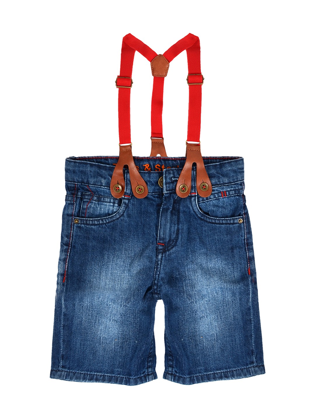 

TALES & STORIES Boys Blue Washed Slim Fit Denim Shorts