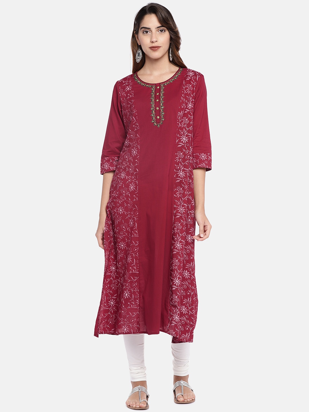 

Globus Women Red Embroidered Anarkali Kurta