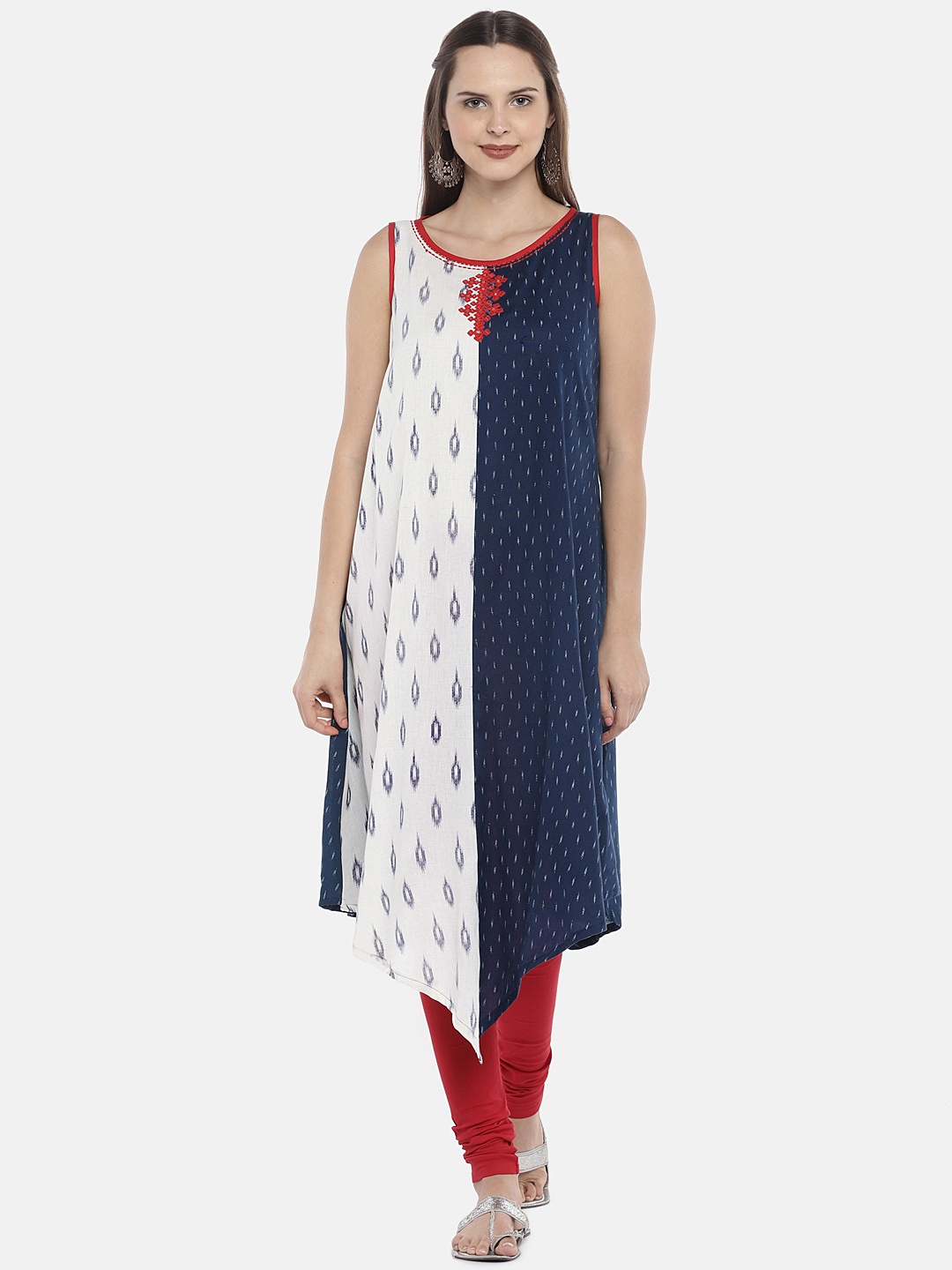 

Globus Women Beige & Black Printed A-Line Kurta