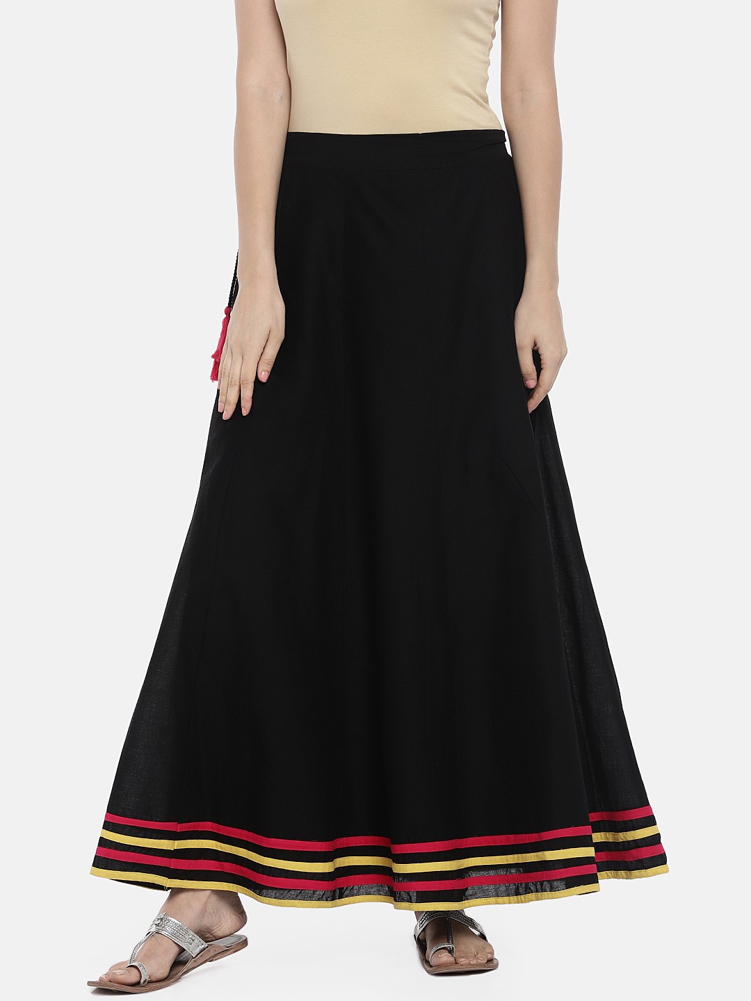 

Globus Women Black Solid Maxi Pure Cotton Skirt