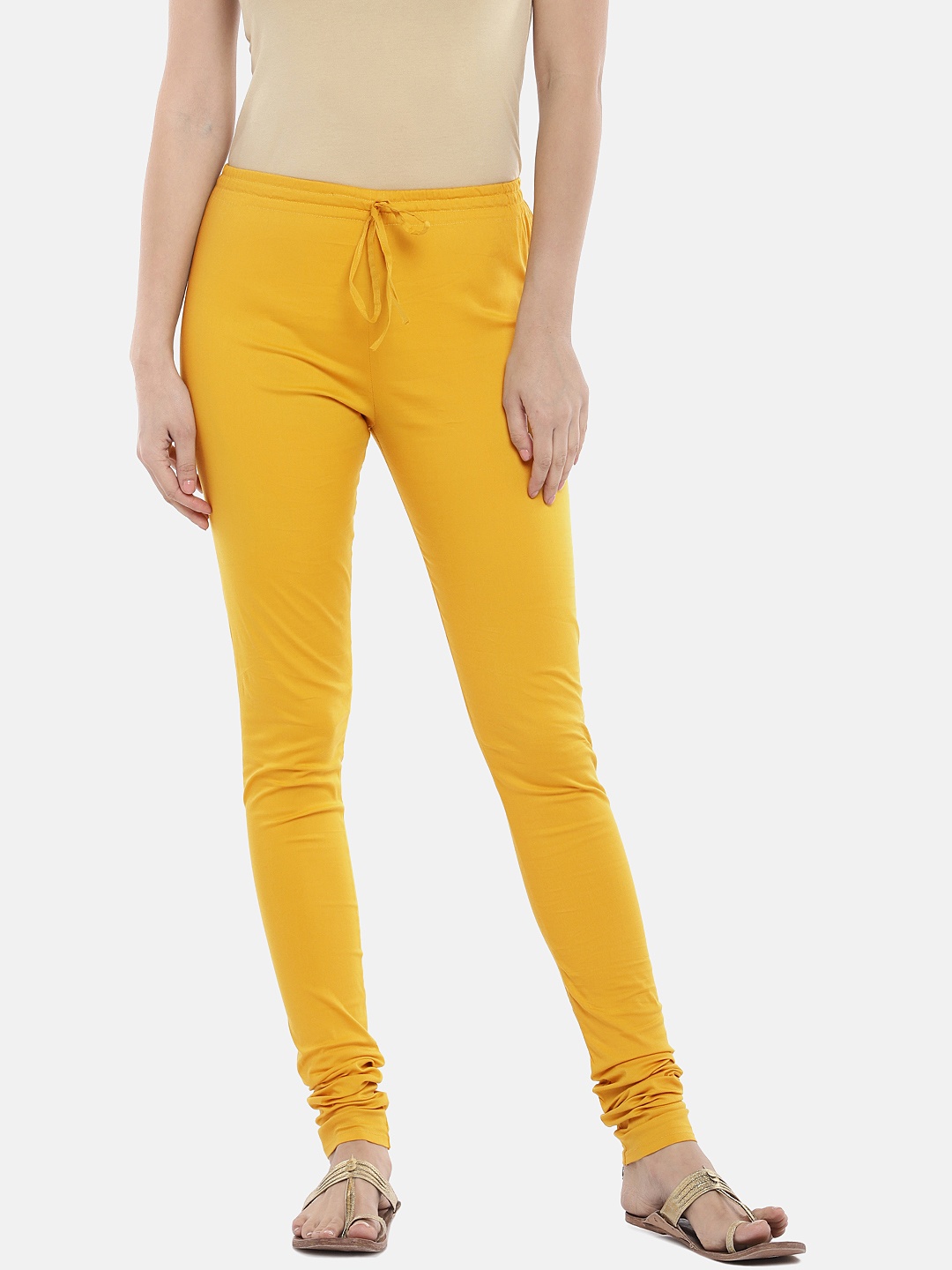

Globus Women Yellow Solid Churidar