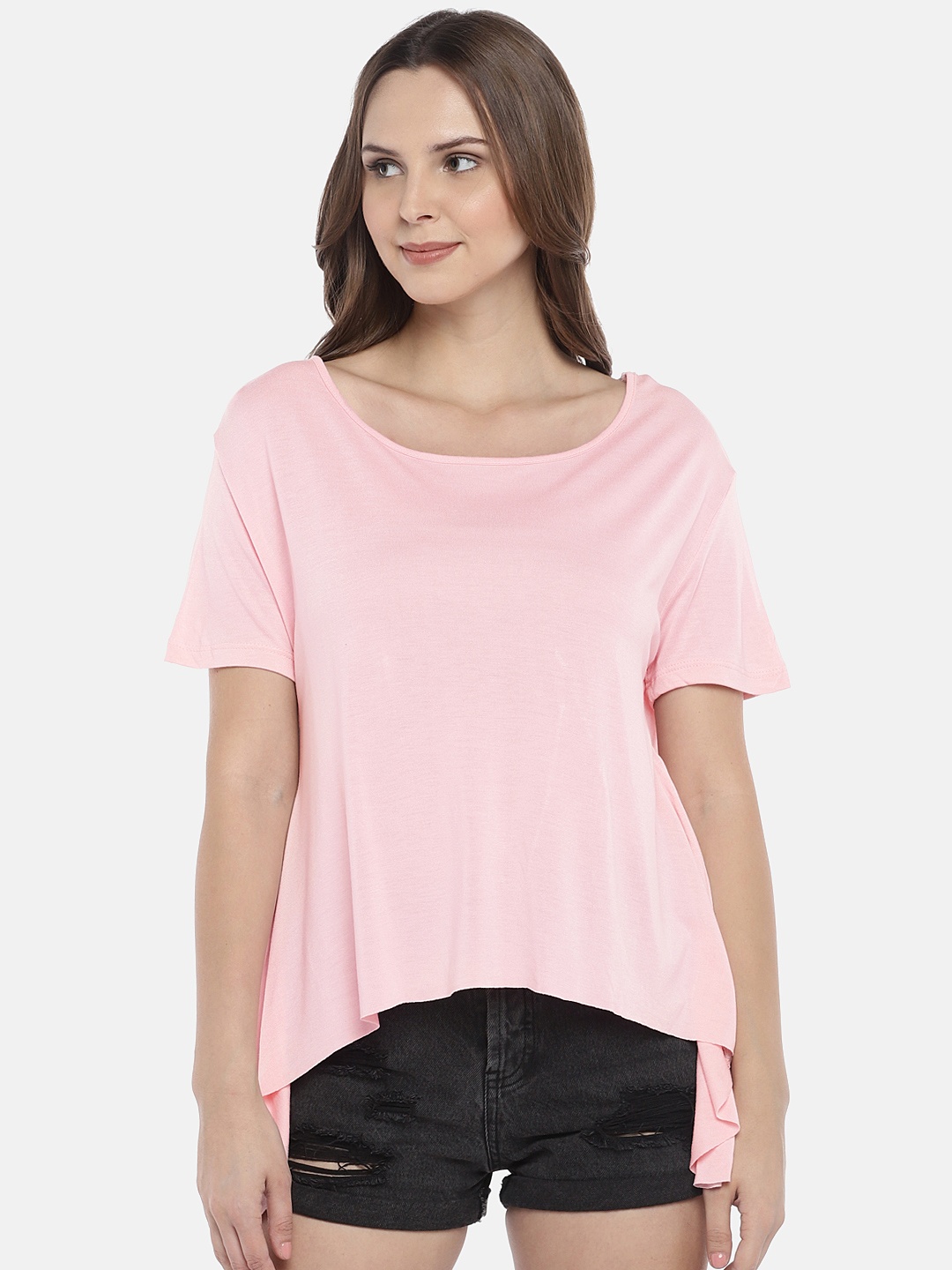 

Globus Women Pink Solid A-Line Top
