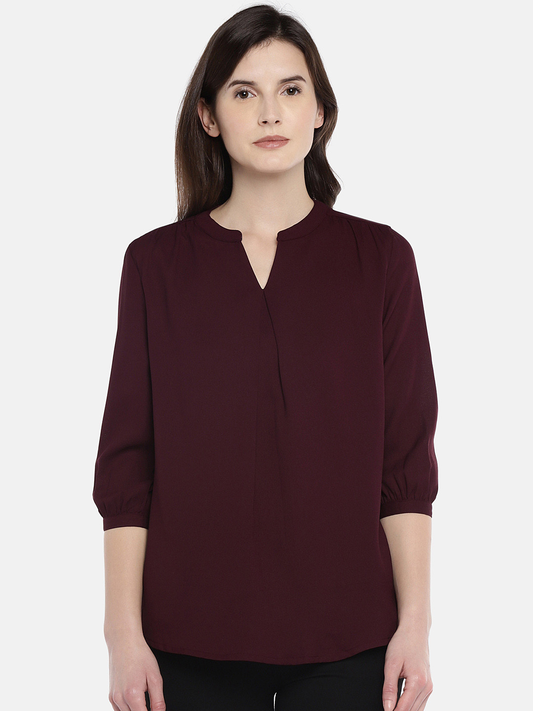 

Globus Women Burgundy Solid Top