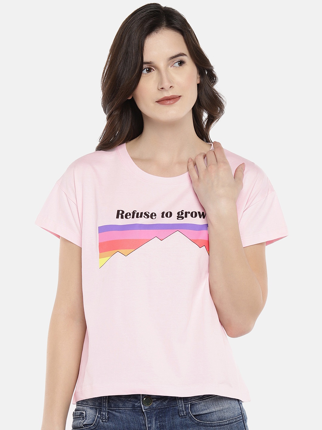 

Globus Women Pink Printed Round Neck T-shirt