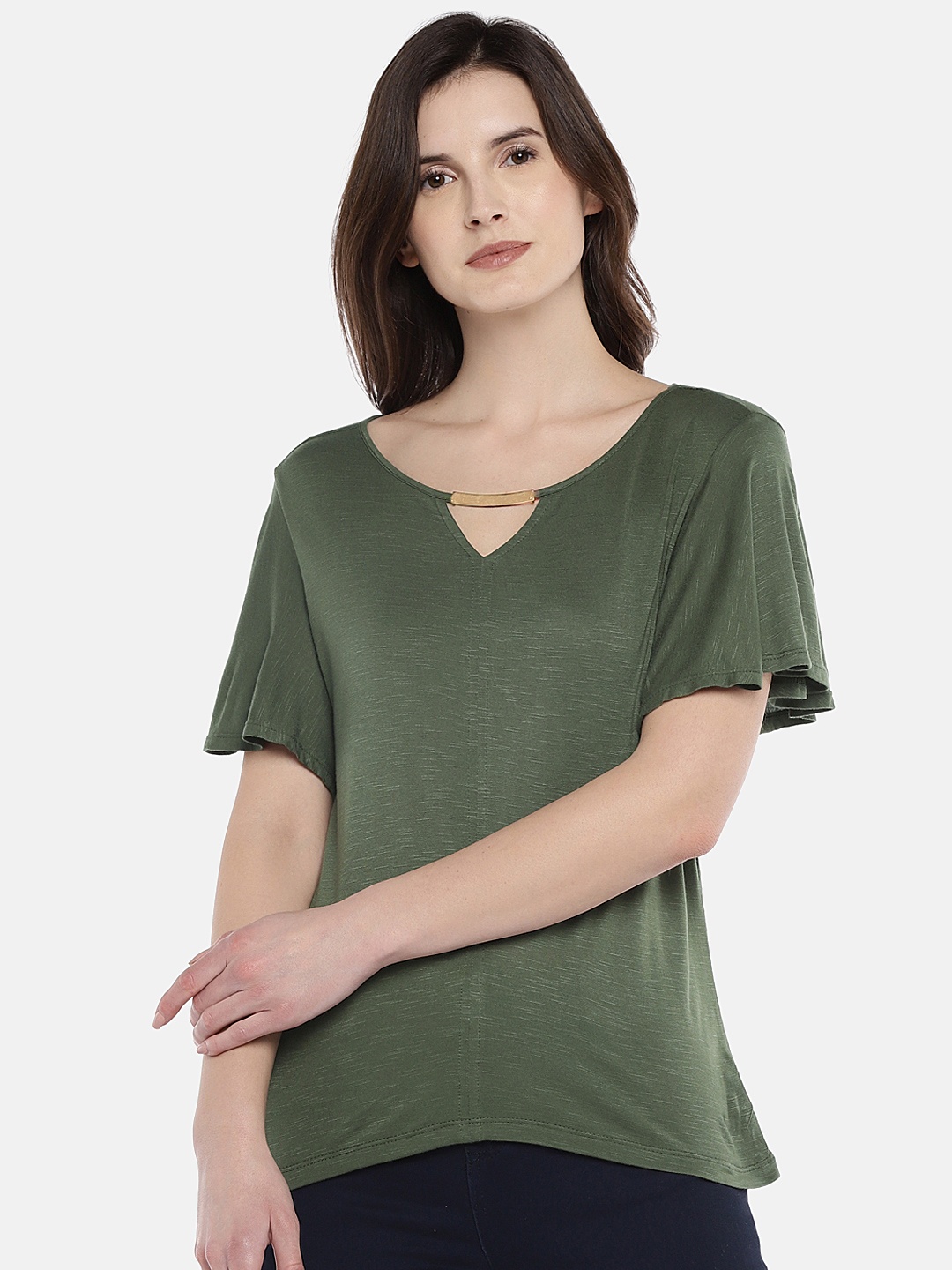 

Globus Women Olive Green Solid Top
