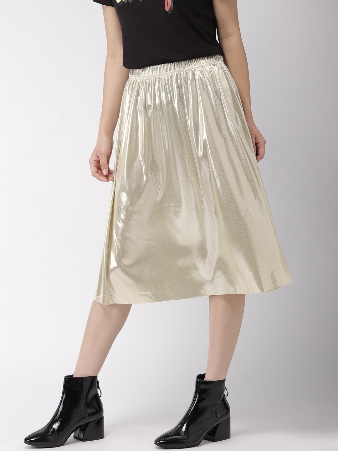 

FOREVER 21 Women Kendall + Kylie Gold-Toned A-Line Skirt