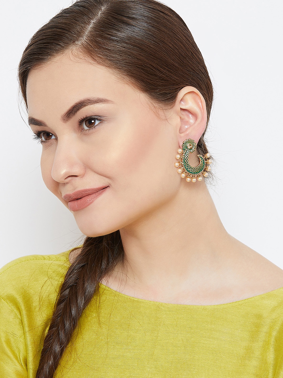 

PANASH Gold-Plated & Green Floral Studs