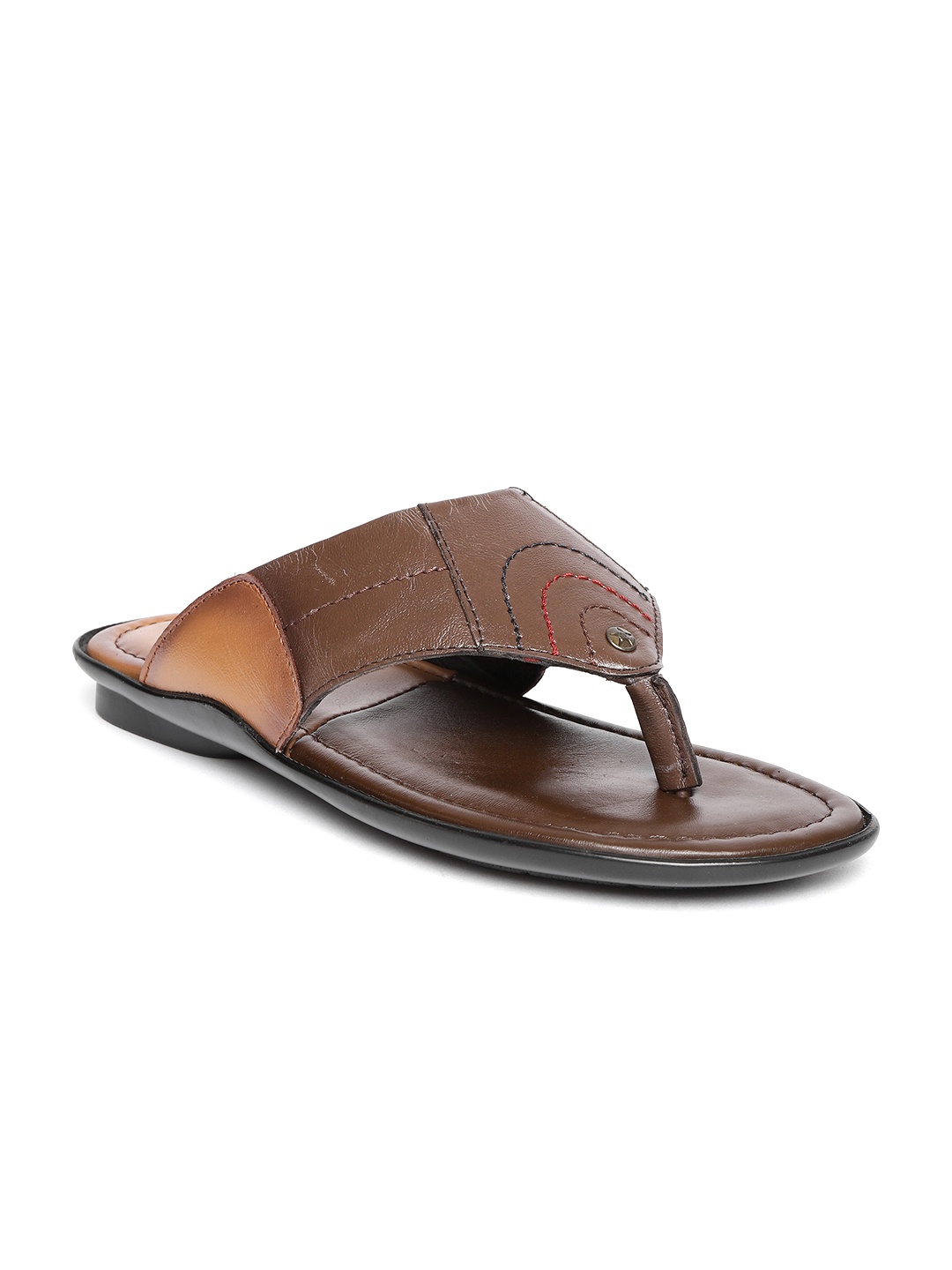 

Mocas Men Coffee Brown Leather Comfort Sandals