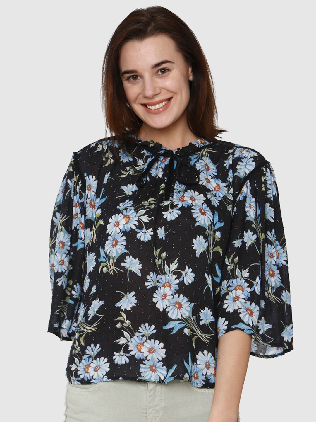 

Vero Moda Women Navy Blue Printed Top