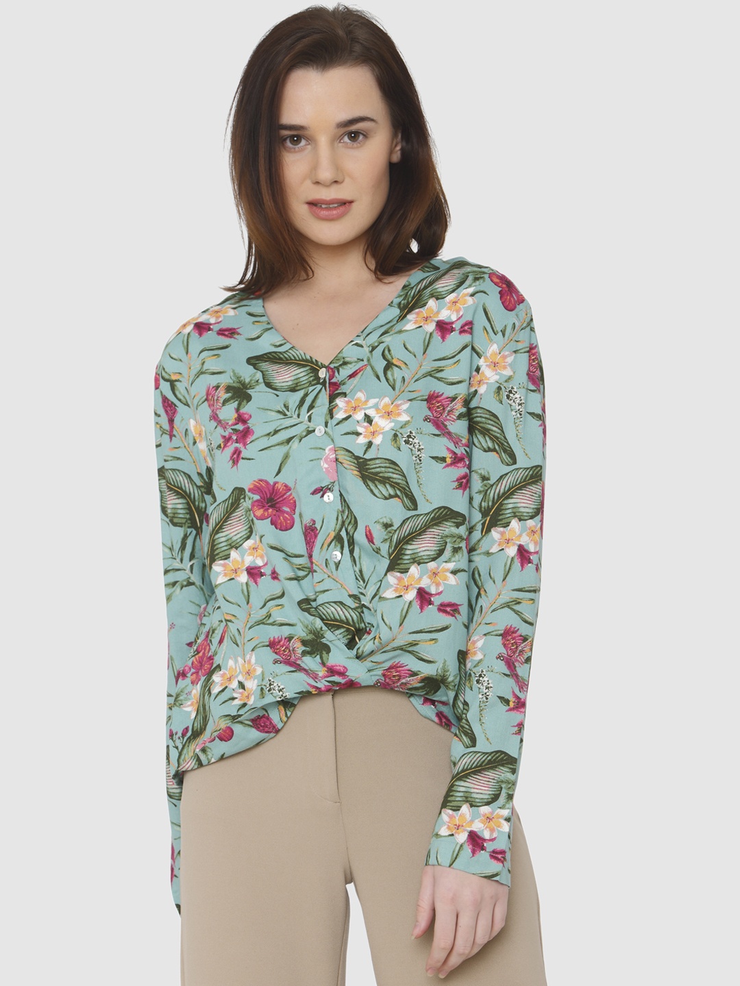 

Vero Moda Women Green Printed Shirt Style Top