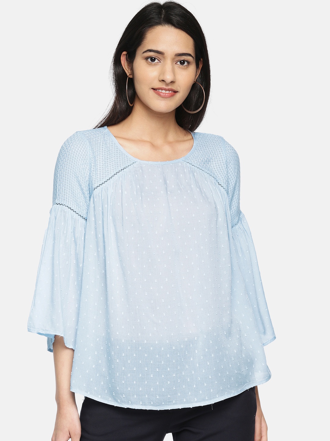 

Vero Moda Women Blue Self Design Top