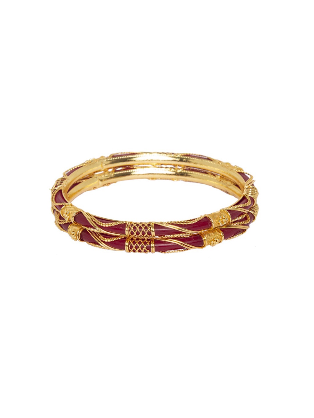 

Mali Fionna Set of 2 Gold-Toned & Red Bangles