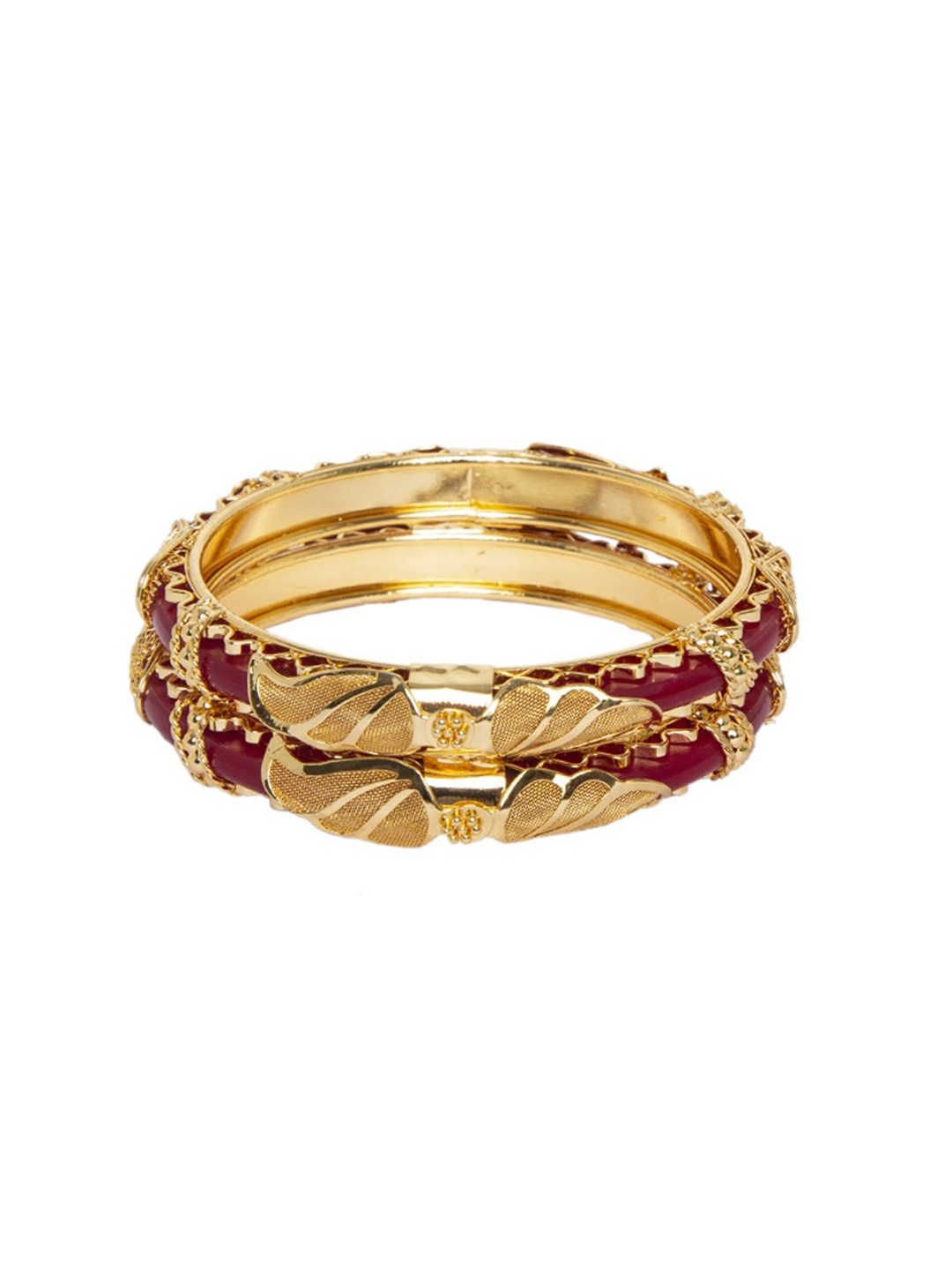 

Mali Fionna Set of 2 Gold-Toned & Red Bangles