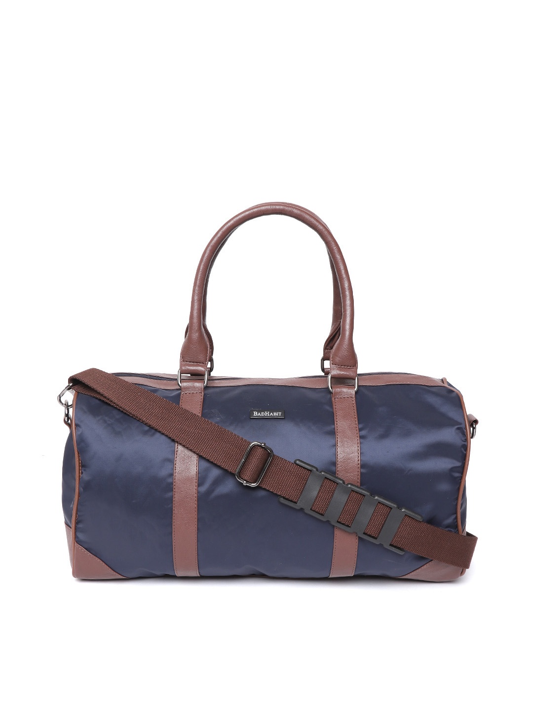 

BAD HABIT Unisex Navy & Tan Brown Duffel Bag, Navy blue