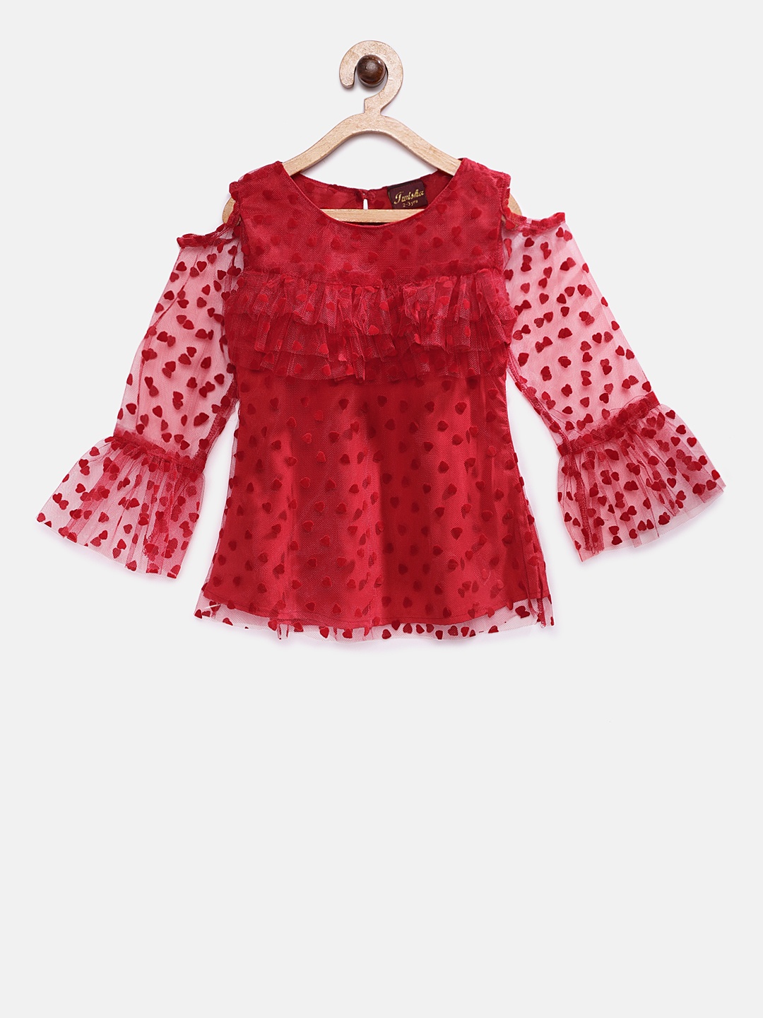 

Twisha Girls Red Self Design Top
