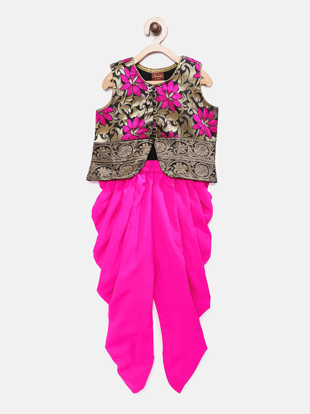 

Twisha Girls Pink & Black Embellished Top with Dhoti Pants