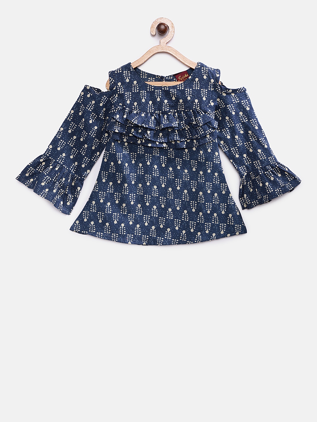 

Twisha Girls Blue Printed A-Line Top