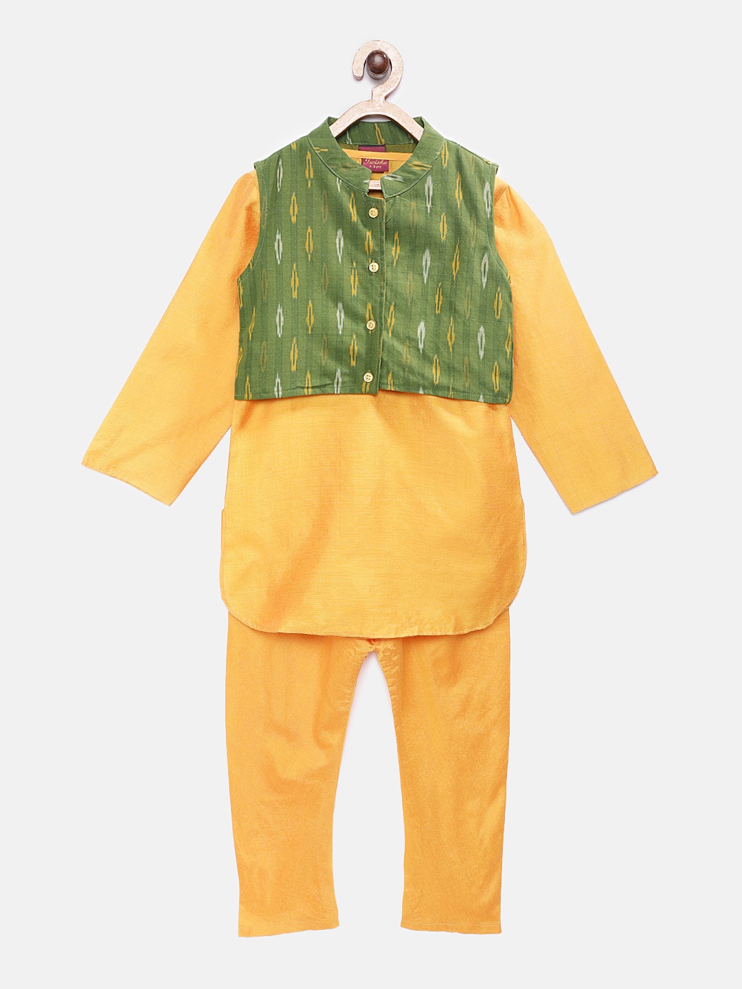 

Twisha Boys Yellow Solid Kurta with Pyjama