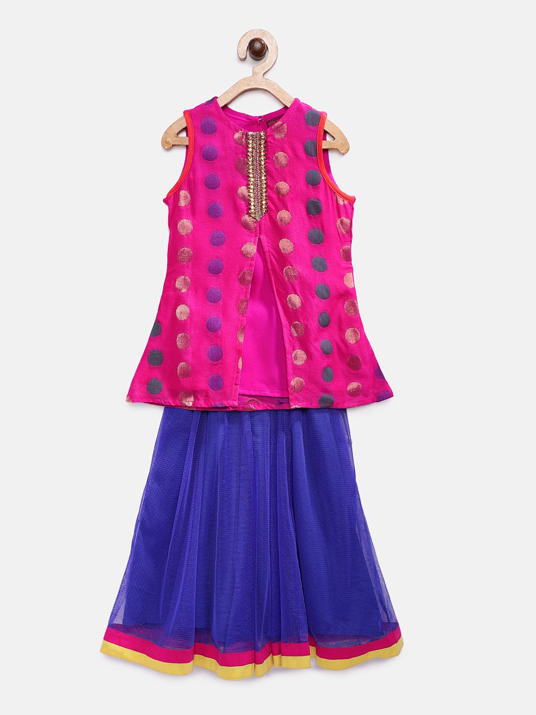 

Twisha Blue Ready to Wear Lehenga with Pink Longline Top