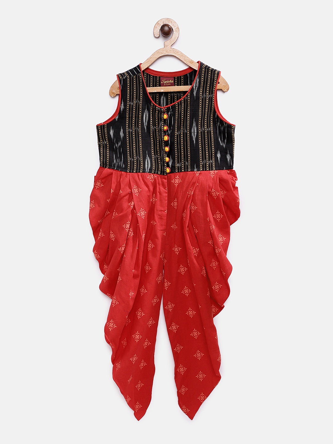 

Twisha Girls Red & Black Printed Basic Jumpsuit