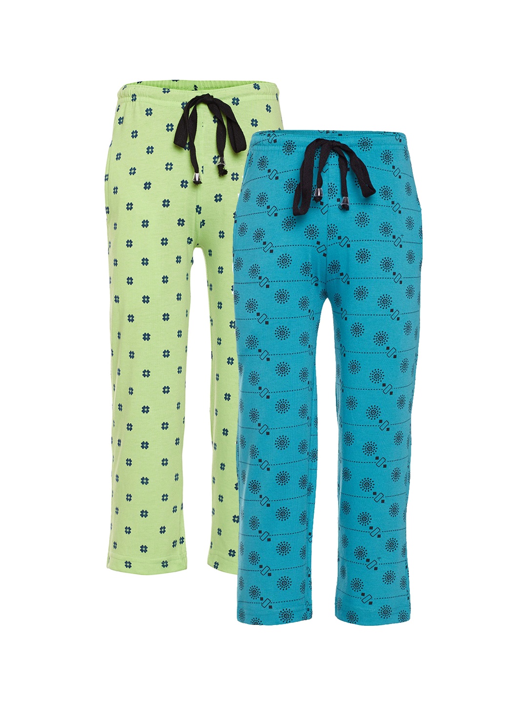 

VIMAL JONNEY Boys Pack of 2 Printed Slim Fit Lounge Pants K1_PRT-NO.5_6_02, Green