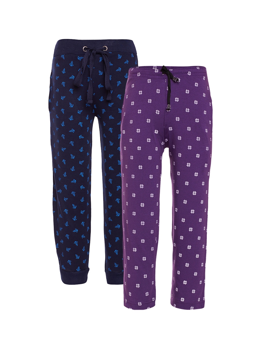 

VIMAL JONNEY Boys Pack of 2 Printed Slim Fit Lounge Pants K1_PRT-NO.5_8_02, Purple