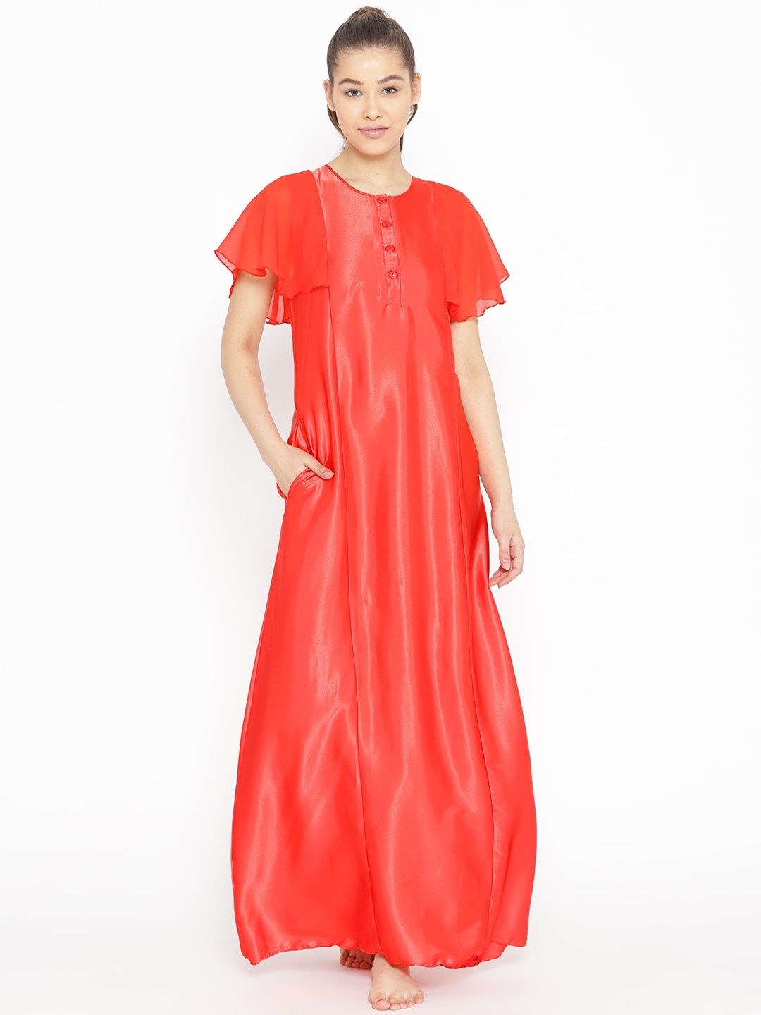 

Sweet Dreams Red Solid Maxi Nightdress