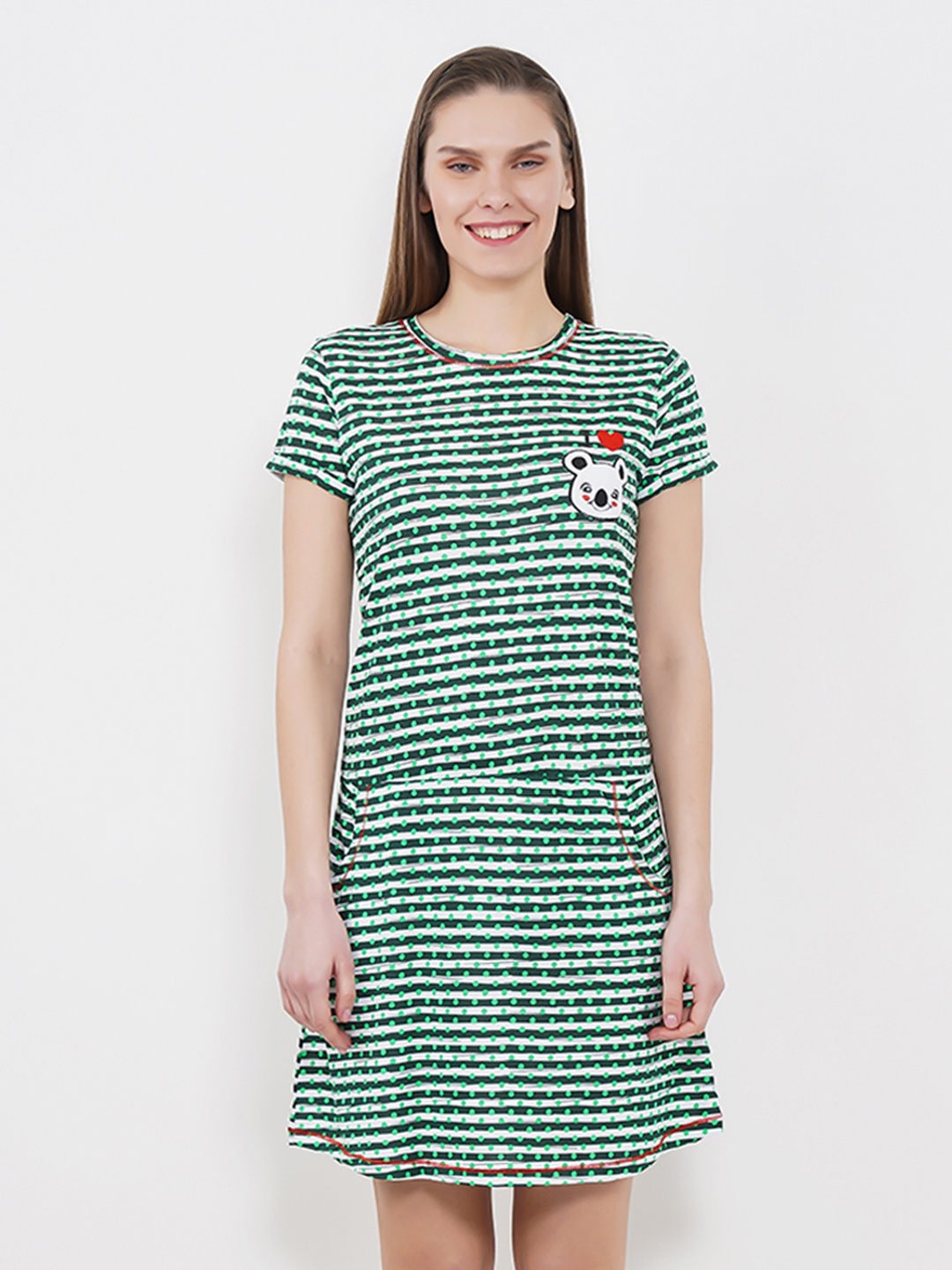 

Sweet Dreams Green & White Striped Nightdress