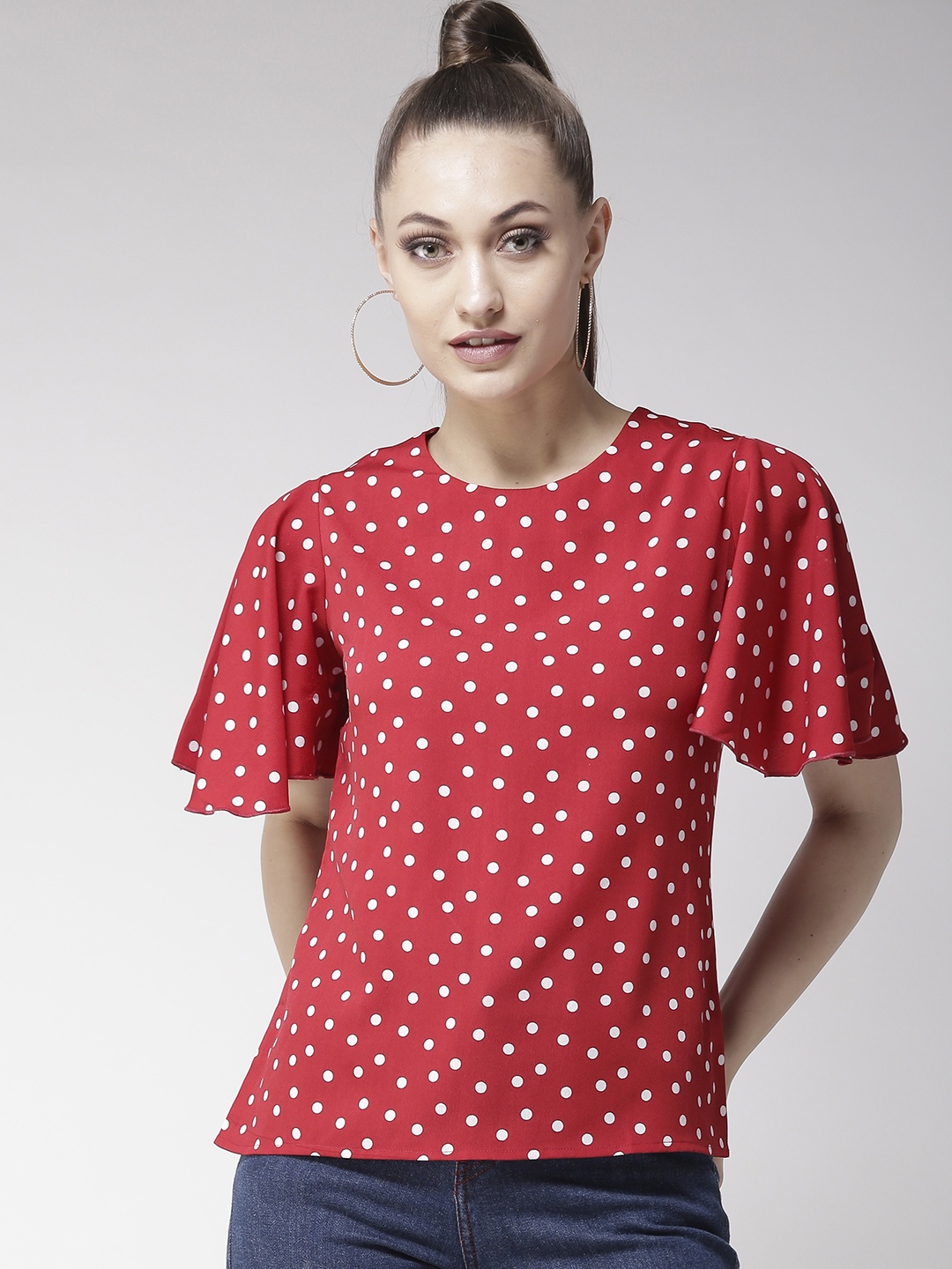 

Style Quotient Women Red Printed Styled Back Top