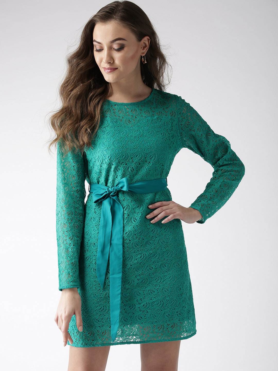 

La Zoire Women Green Self Design Sheath Dress