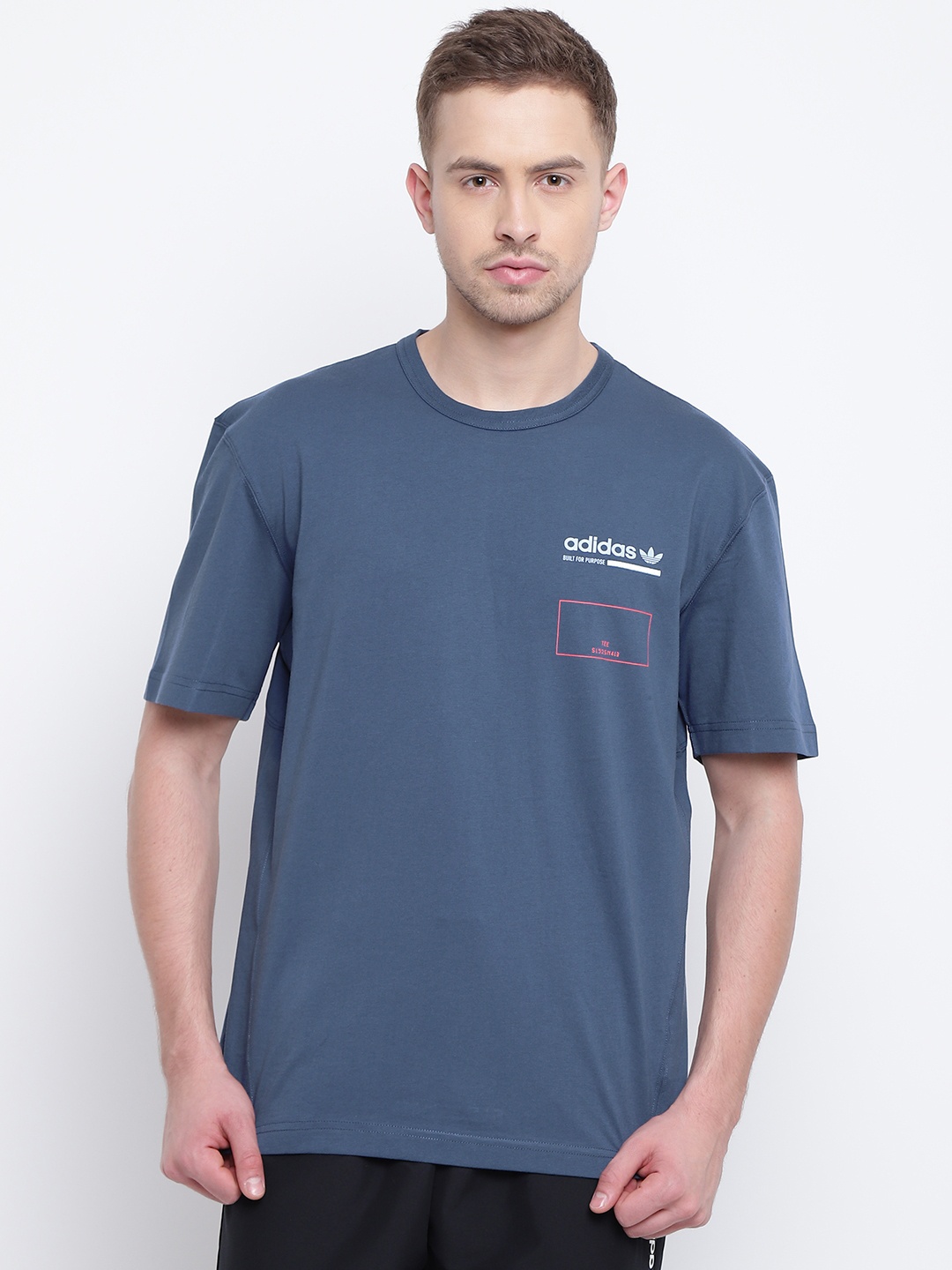 

ADIDAS Originals Men Blue Printed GRP Pure Cotton T-shirt