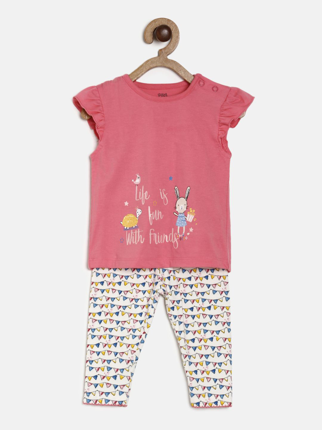 

MINI KLUB Girls Pink & White Top With Pyjamas