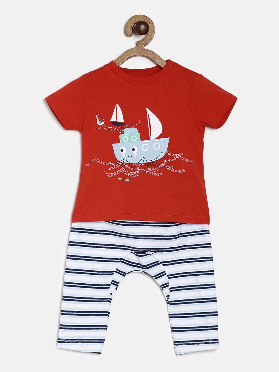 

MINI KLUB Boys Red & White T-shirt With Pyjamas