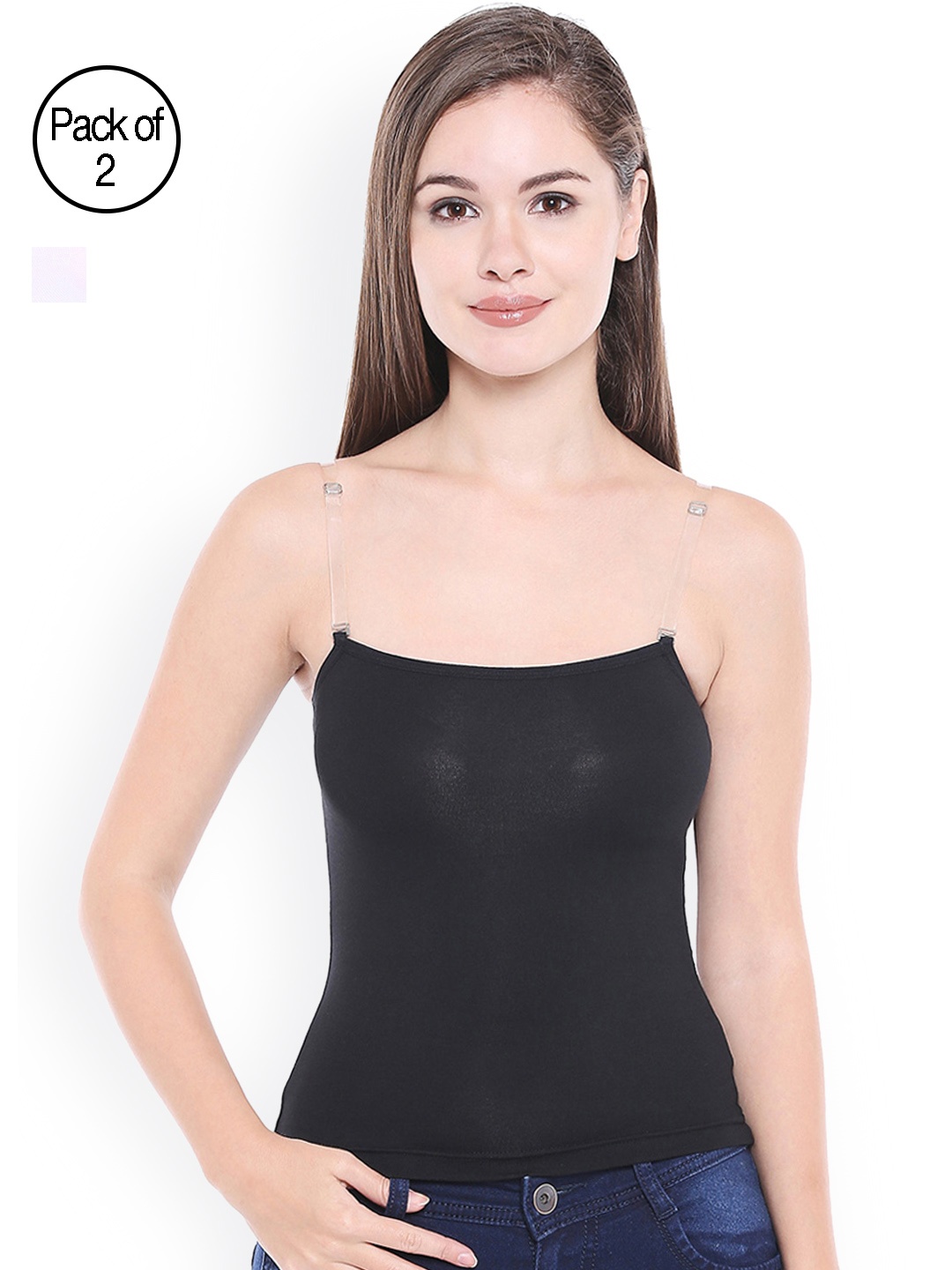 

Bodycare Women Black & White Solid Pack of 2 Slim Fit Camisoles E68BW