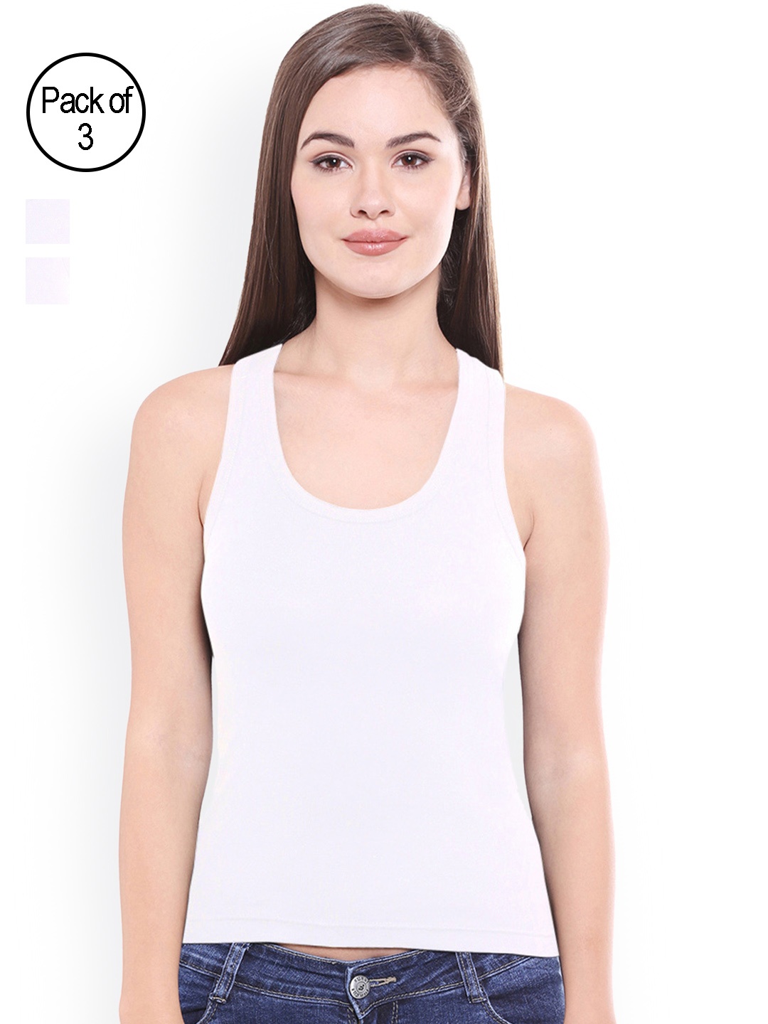 

Bodycare Women White Solid Pack of 3 Camisoles E22WWW
