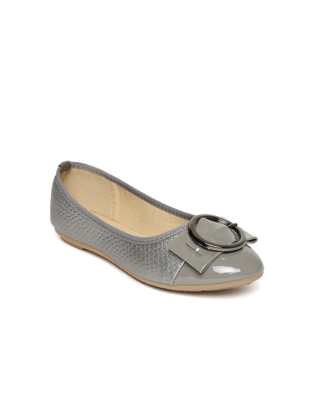 

Van Heusen Women Grey Snakeskin-Textured Ballerinas