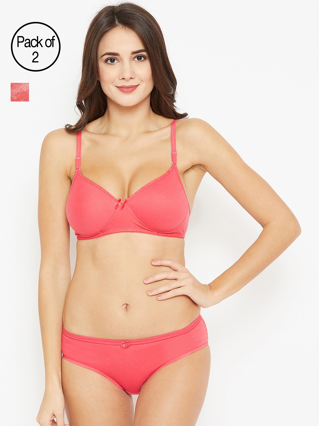 

N-Gal Coral Pink Pack Of 2 Lingerie Set NTDLS03-01